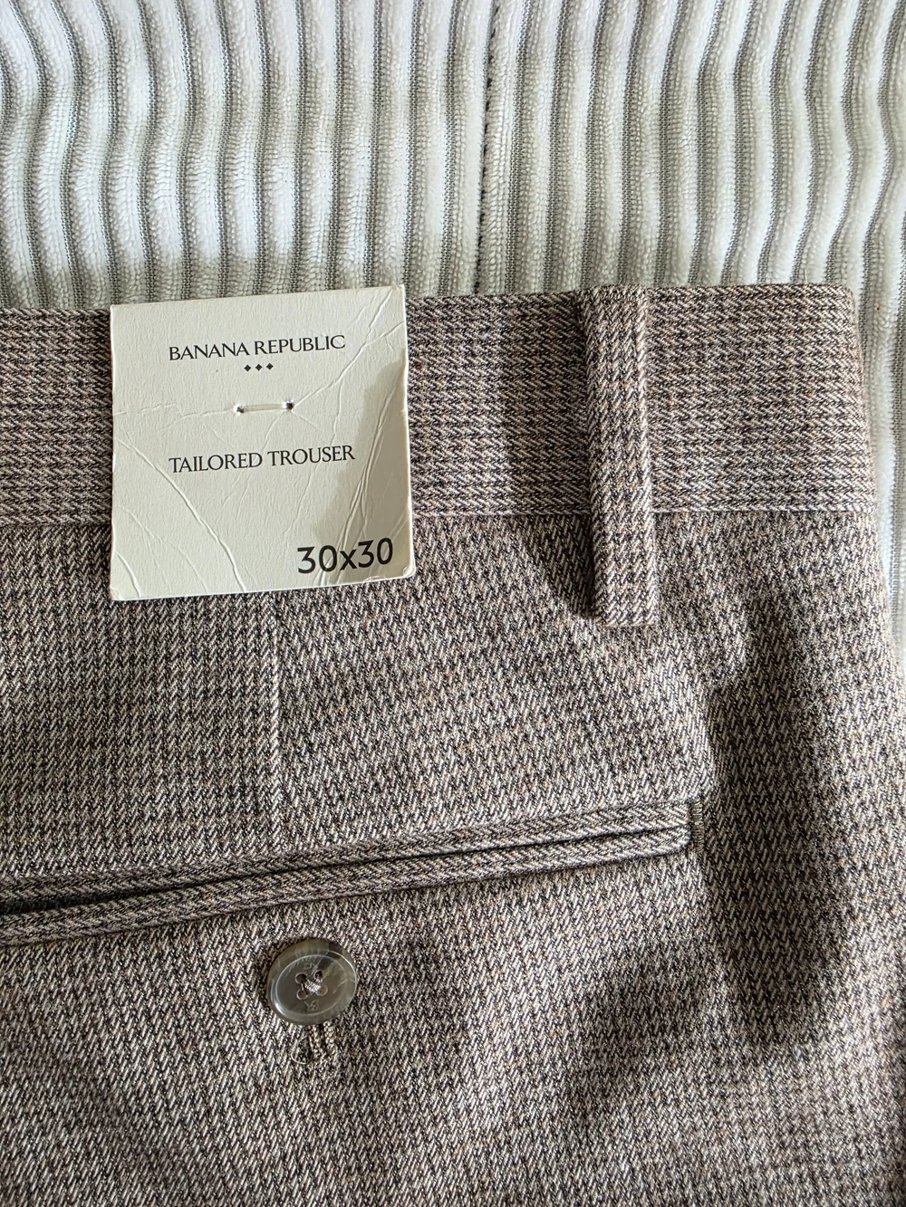 Banana Republic Taupe and Brown Herringbone Tailored Trousers